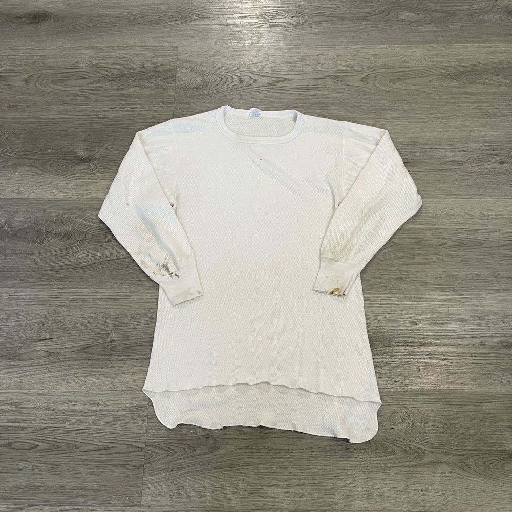 Vintage J.E Morgan arctex men's white distressed waffle knit thermal longsleeve